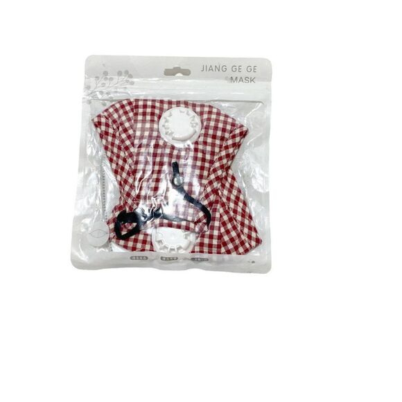 JIANG GeGE 2PCS PM2.5 Red Plaid Dust Mask for Adult + 4 Activated Carbon Filters - Picture 5 of 5